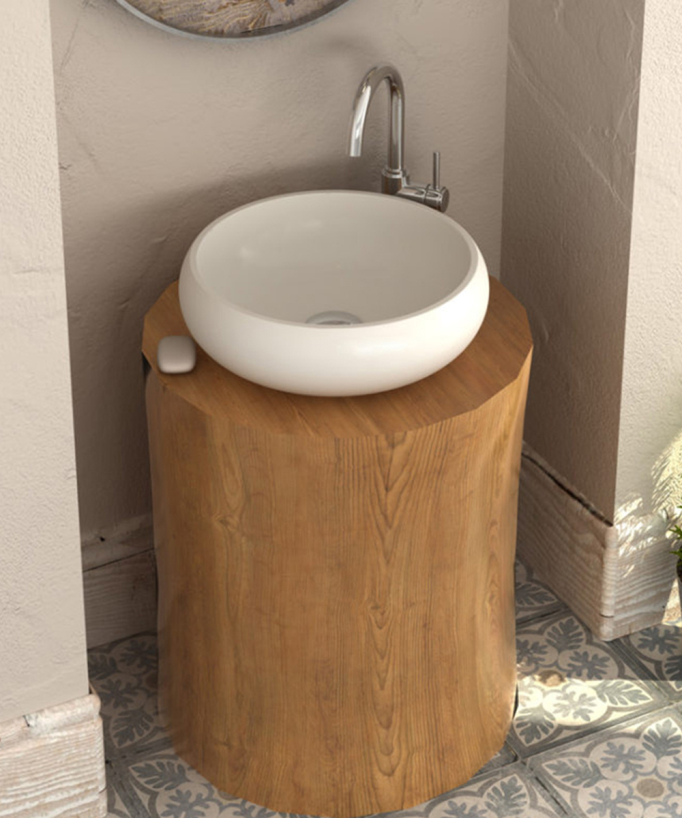 Lavabo da appoggio rotondo - Bianco