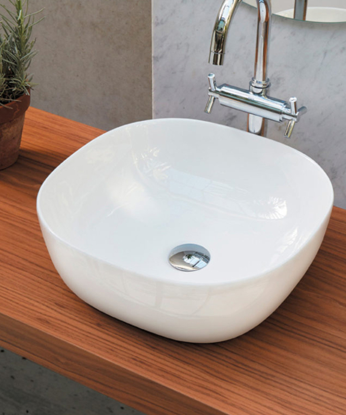 Lavabo quadrato in ceramica - Palermo Bianco - small