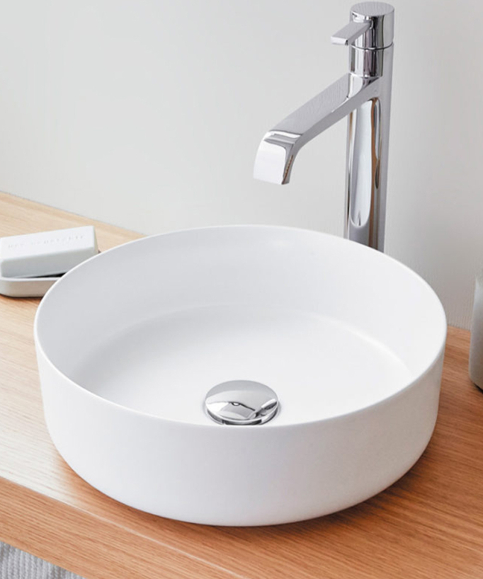 Lavabo rotondo in ceramica - Marsala Bianco opaco - small