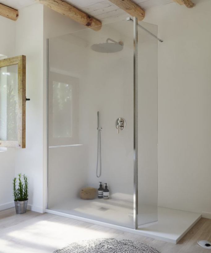 Paroi de douche fixe Single avec aile pivotante chromé - 80 cm