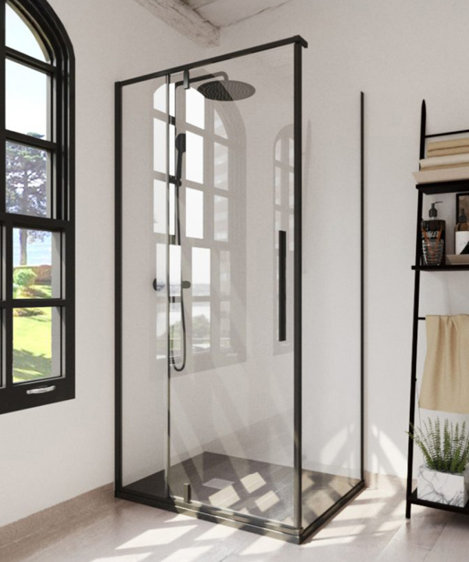 Paroi de douche pivotante Slim noir