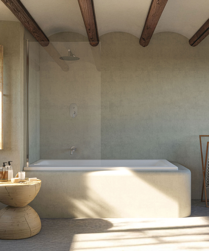 Pare baignoire pivotant avec un profilé en aluminium chromé