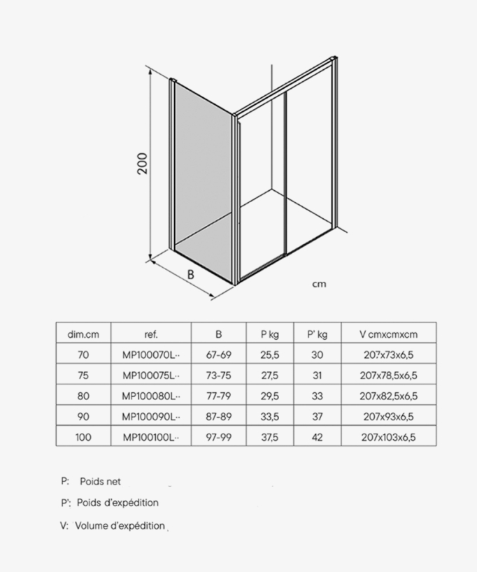 Parete doccia laterale fissa Style nickel spazzolato