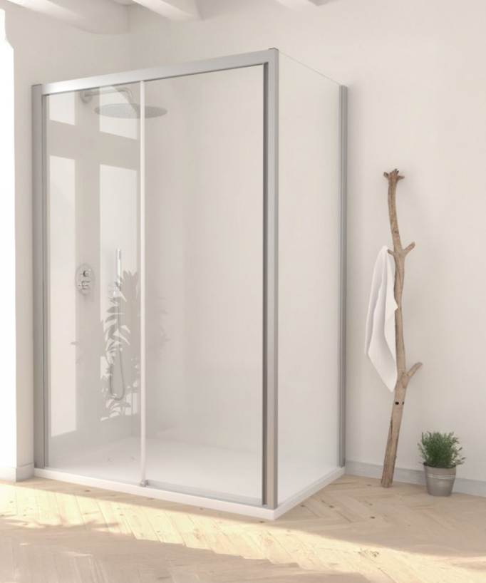 Paroi de douche latérale fixe de la gamme Style avec profilé nickel brossé