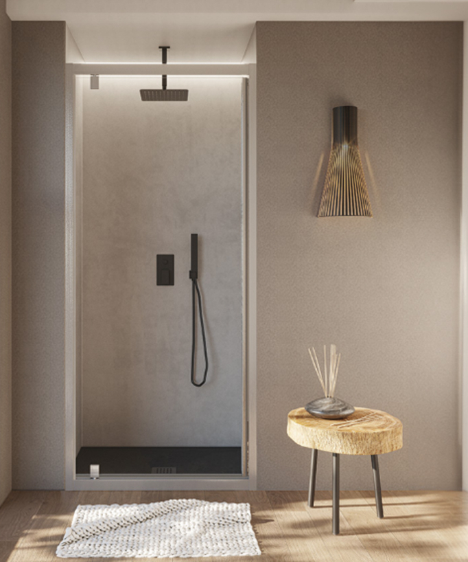 Paroi de douche frontale pivotante Style Nickel brossé