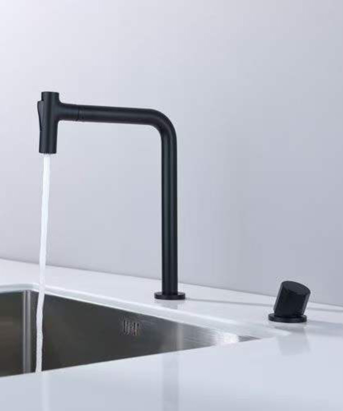 Miscelatore cucina 2 fori con doccetta - nero - small