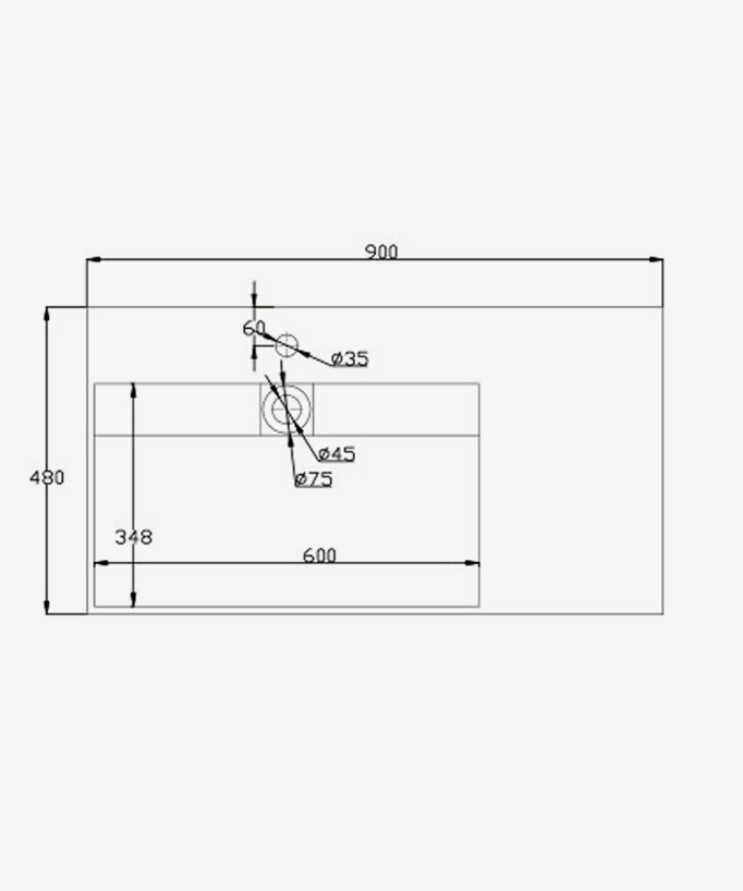 Lavabo rettangolare sospeso Bianco opaco - Bumba