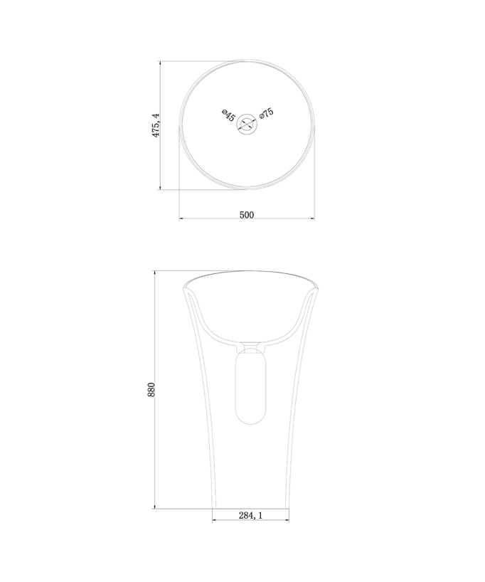 Lavabo rotondo a totem, free-standing Bianco opaco - Oyo