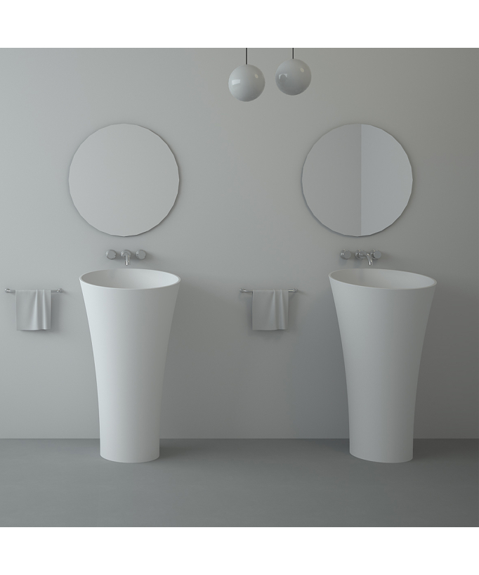 Lavabo rotondo a totem, free-standing Bianco opaco - Oyo