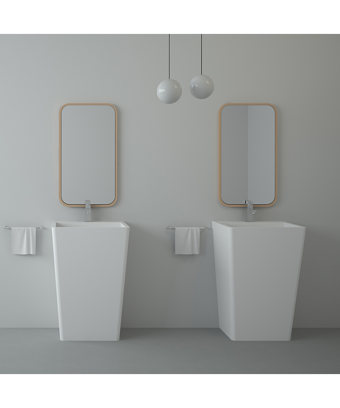 Lavabo rettangolare a colonna Bianco opaco - Linzolo