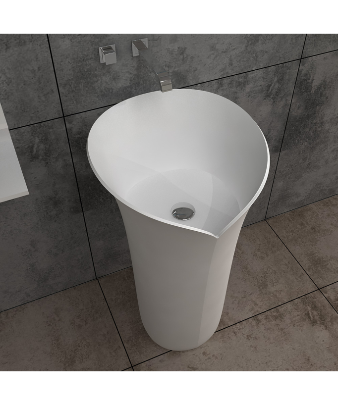 Lavabo a colonna rotondo Bianco opaco - Pointe-Noire