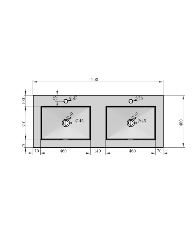 Lavabo rettangolare sospeso Bianco opaco - Lodja