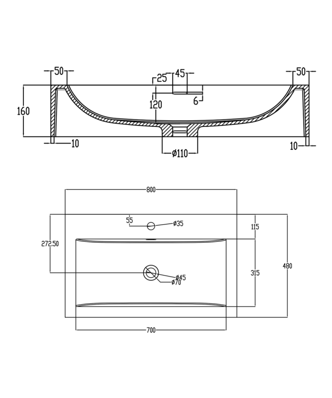 Lavabo rettangolare sospeso Blanc mat - Zongo