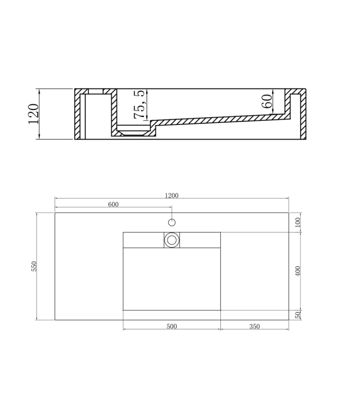 Lavabo rettangolare sospeso Blanc mat - Kamoto
