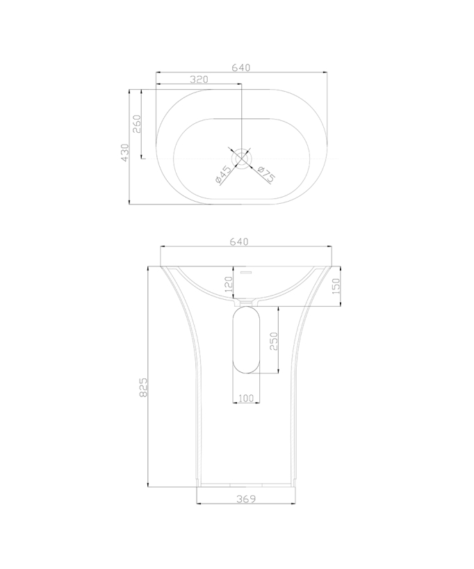 Lavabo totem ovale bianco opaco - Madingo