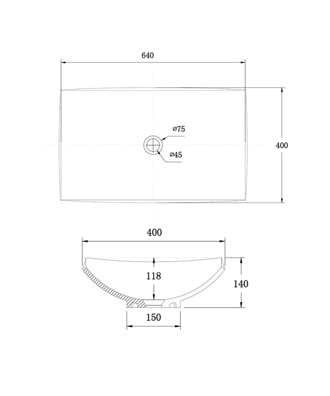 Lavandino rettangolare freestanding Blanc mat - Kamina
