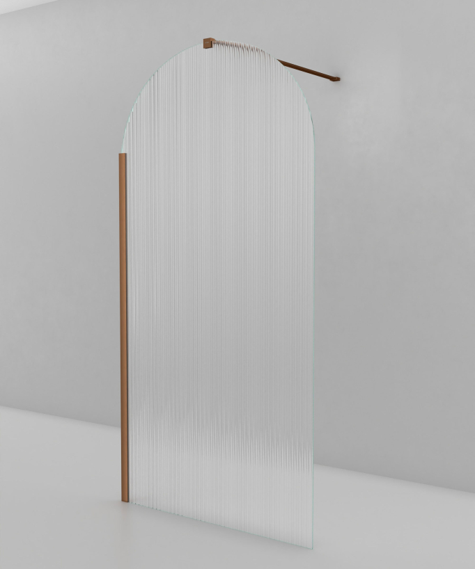 Nisa - Parete doccia walk-in vetro scanalato curvo profilo oro rosa spazzolato