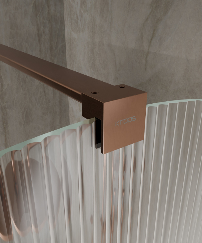 Nisa - Parete doccia walk-in vetro scanalato curvo profilo oro rosa spazzolato