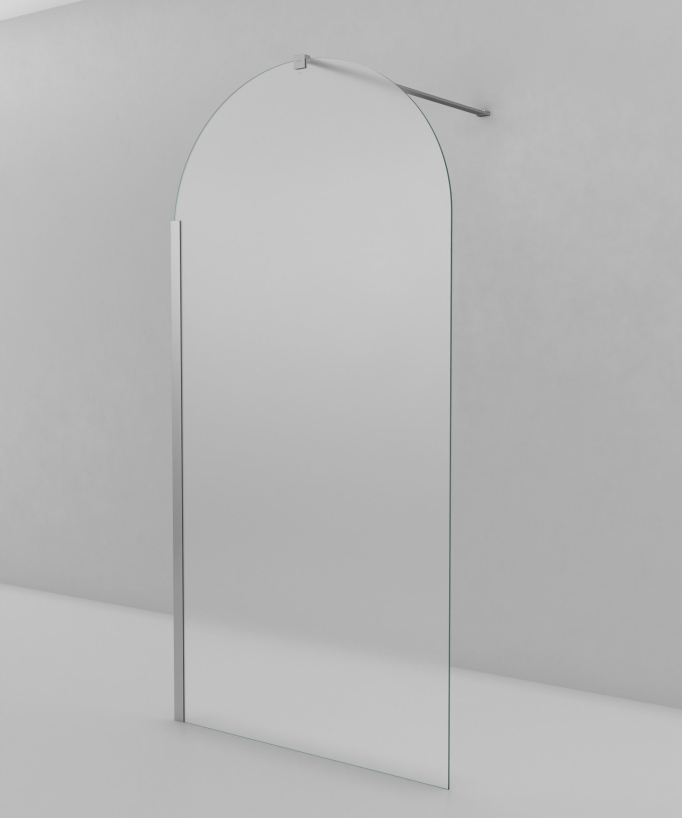 Santana - Paroi de douche fixe arrondie en verre Ice chromé