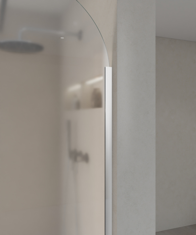 Santana - Paroi de douche fixe arrondie en verre Ice chromé