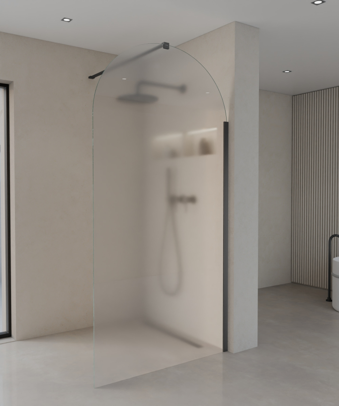 Santana - Paroi de douche à l'italienne verre arrondi Ice finition gunmetal