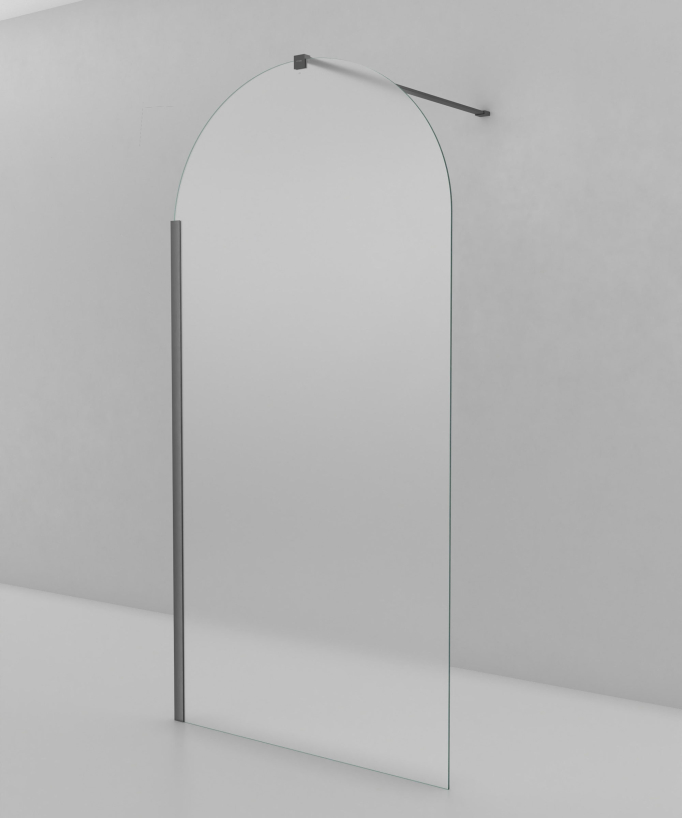 Santana - Paroi de douche à l'italienne verre arrondi Ice finition gunmetal