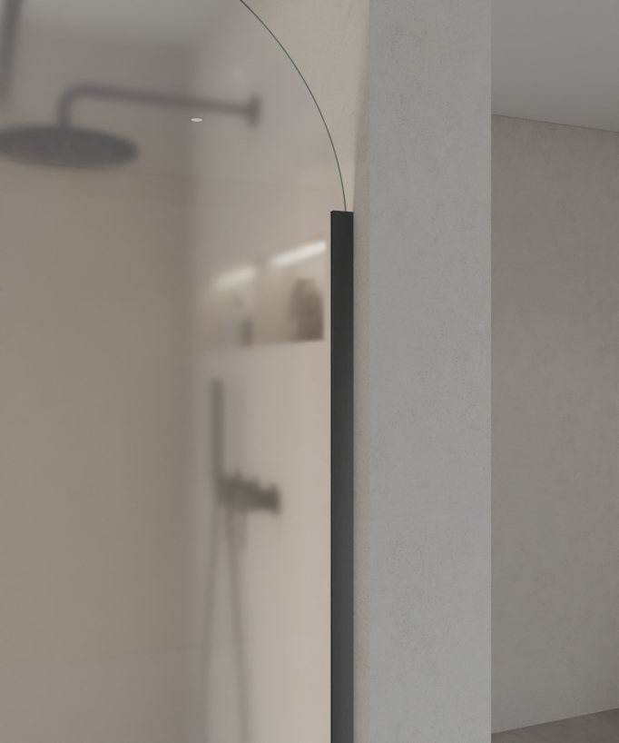 Santana - Paroi de douche à l'italienne verre arrondi Ice finition gunmetal