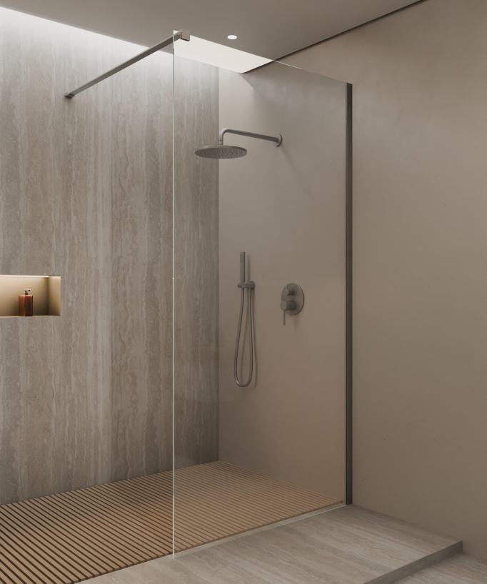 Lixa - Paroi de douche fixe finition gunmetal