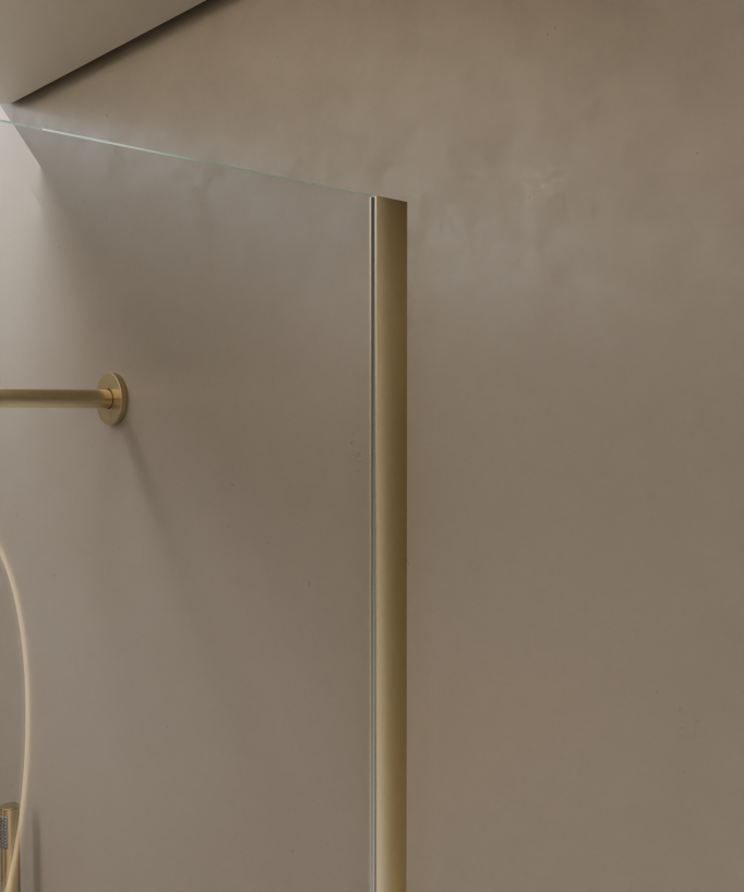 Lixa - Paroi de douche réversible verre sécurit avec profilé doré brossé