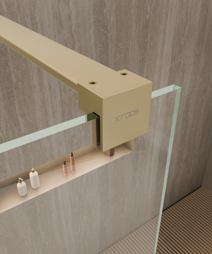 Lixa - Paroi de douche réversible verre sécurit avec profilé doré brossé