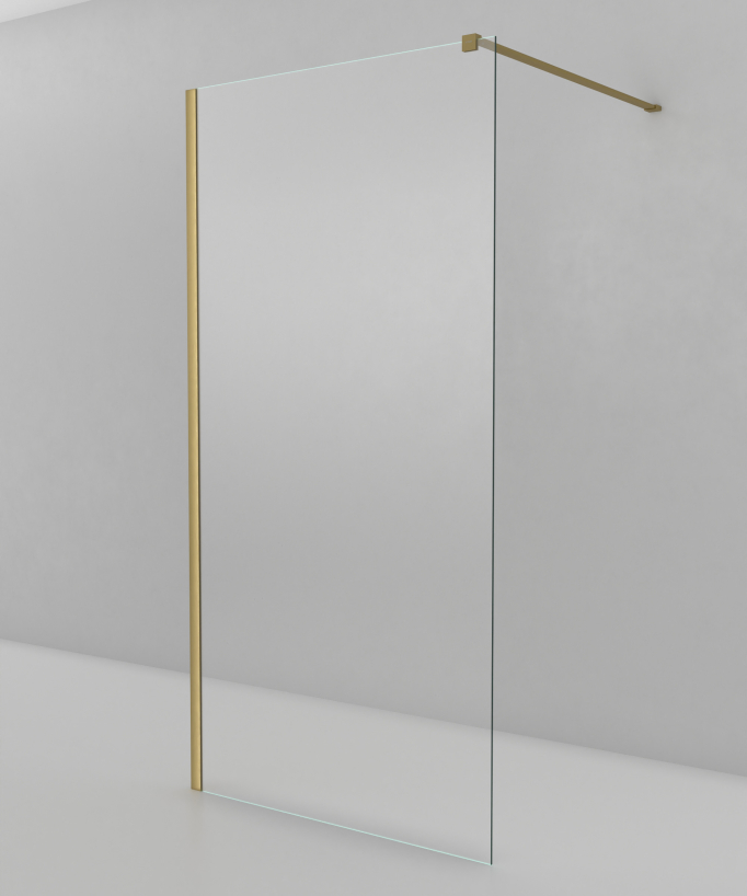 Lixa - Paroi de douche réversible verre sécurit avec profilé doré brossé