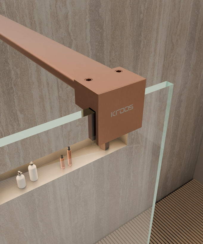 Lixa - Paroi de douche walk-in avec profilé or rose brossé