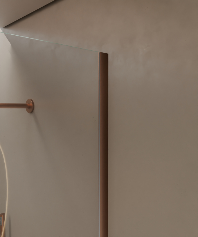 Lixa - Paroi de douche walk-in avec profilé or rose brossé