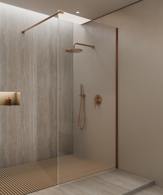 Lixa - Paroi de douche walk-in avec profilé or rose brossé