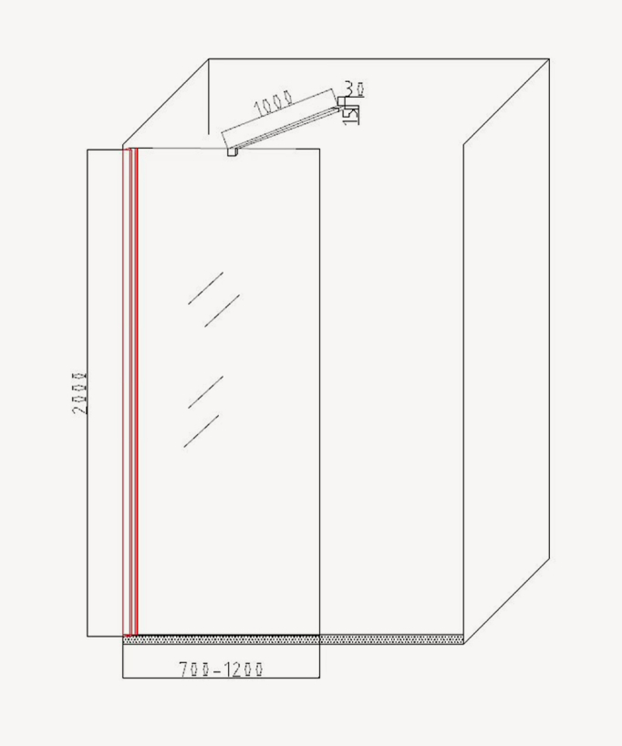 Lixa - Paroi de douche walk-in avec profilé or rose brossé