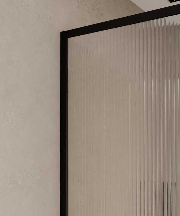 Sintra - Parete doccia fissa in vetro scanalato, telaio nero