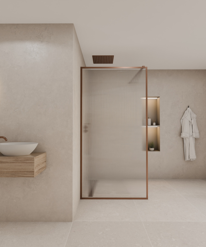 Sintra - Parete doccia walk-in finitura oro rosa spazzolato - small