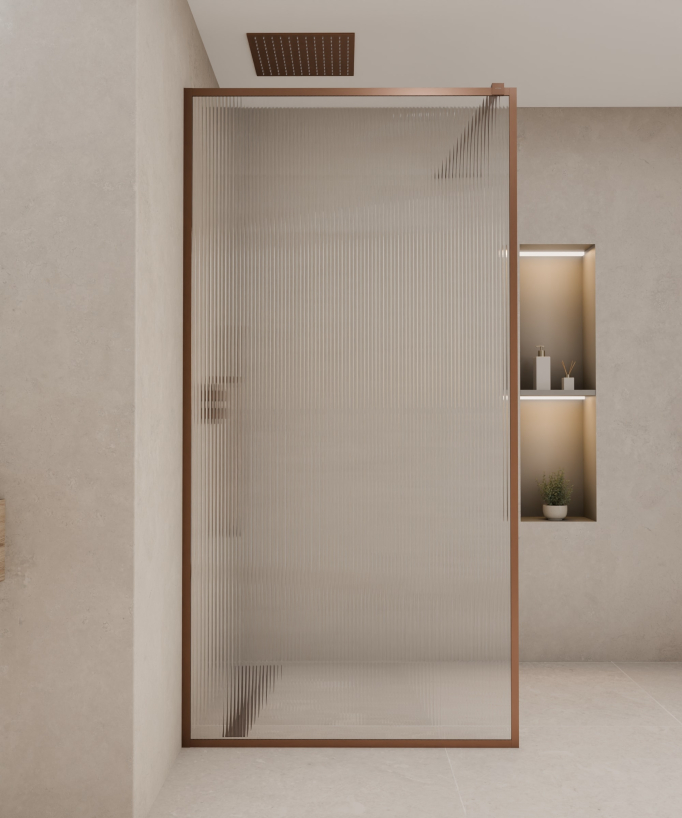 Sintra - Parete doccia walk-in finitura oro rosa spazzolato