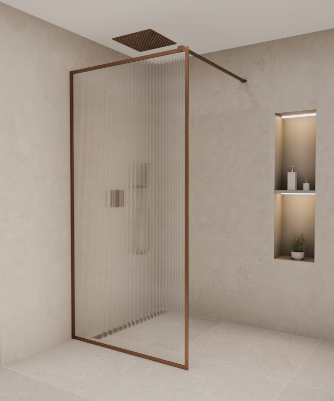 Sintra - Parete doccia walk-in finitura oro rosa spazzolato