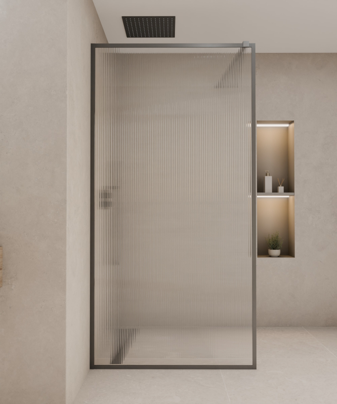 Sintra - Parete doccia vetro scanalato cornice gunmetal