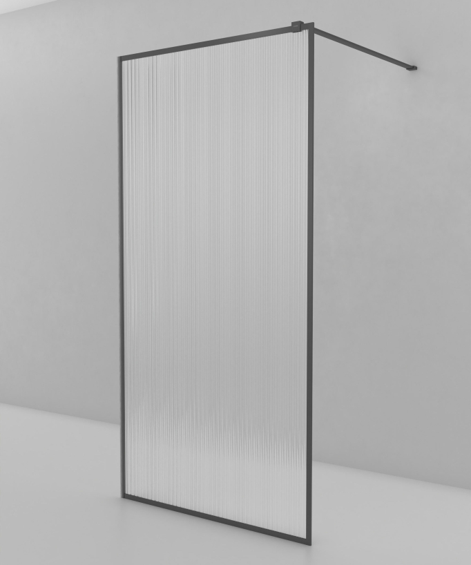 Sintra - Parete doccia vetro scanalato, telaio gunmetal