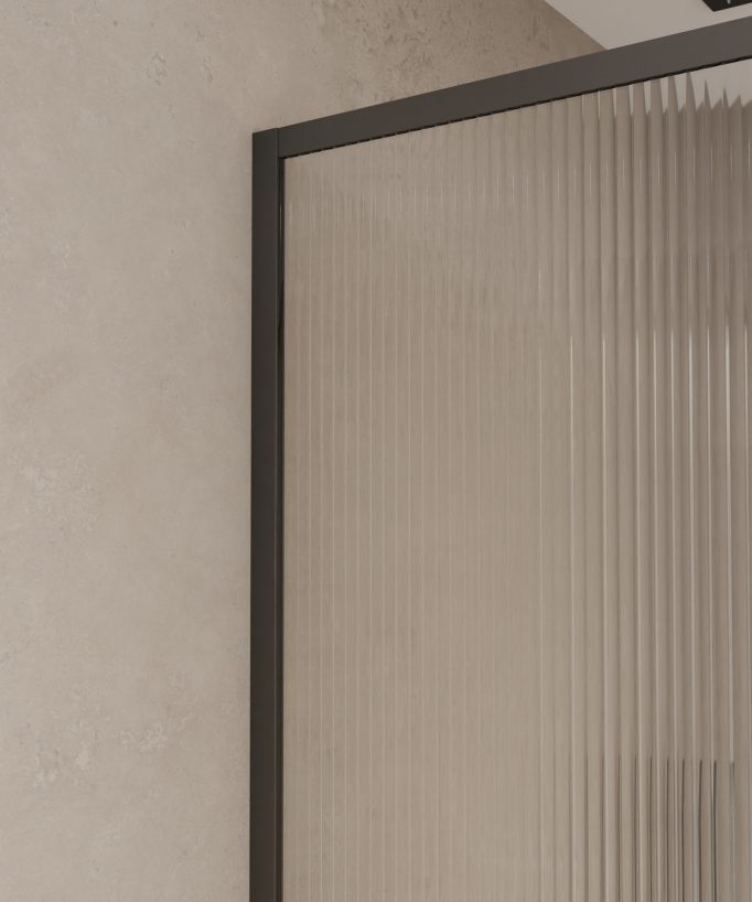 Sintra - Parete doccia vetro scanalato, telaio gunmetal