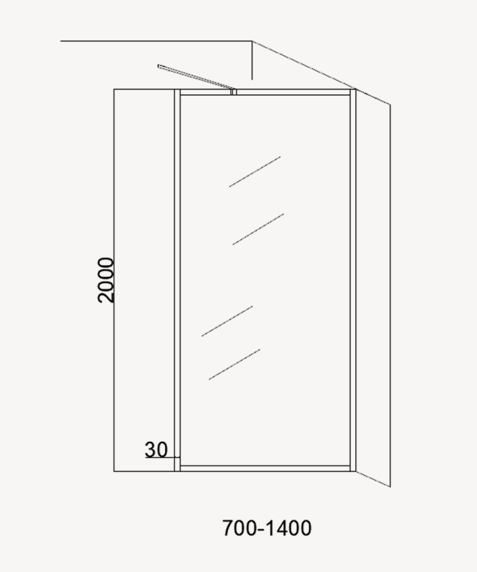 Evora - Parete doccia fissa in vetro trasparente, cornice gunmetal