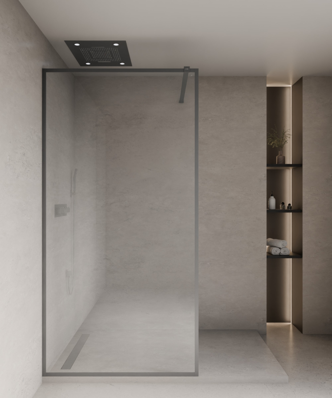 Evora - Paroi de douche fixe cadre gunmetal