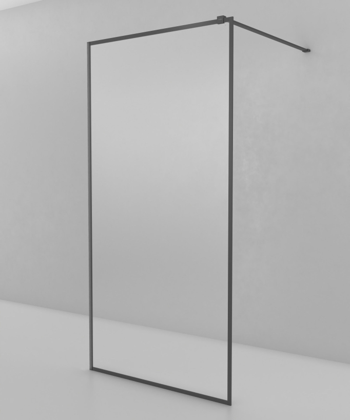 Evora - Parete doccia fissa in vetro trasparente, cornice gunmetal