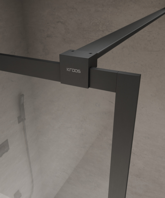 Evora - Parete doccia fissa in vetro trasparente, cornice gunmetal