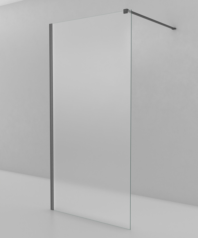 Tavira - Paroi douche fixe en verre Ice finition gunmetal