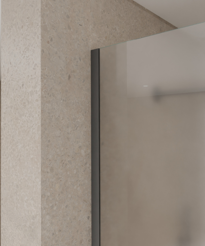 Tavira - Paroi douche fixe en verre Ice finition gunmetal
