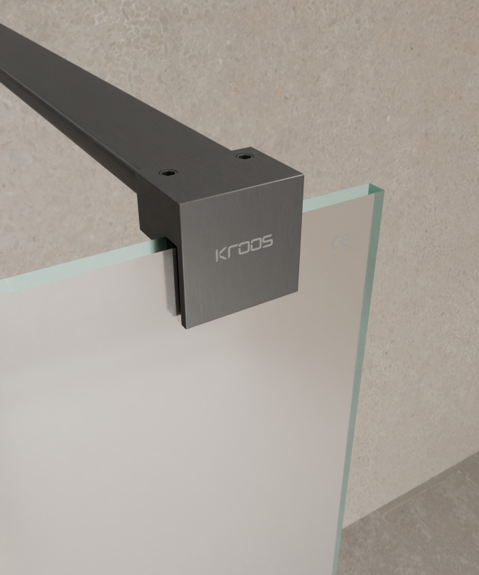 Tavira - Paroi douche fixe en verre Ice finition gunmetal