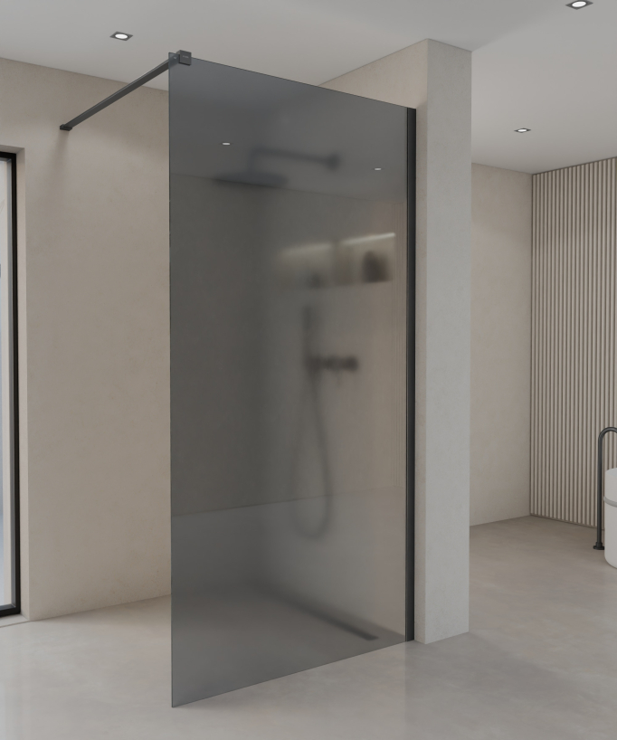Seia - Parete doccia fissa fumé con profilo gunmetal